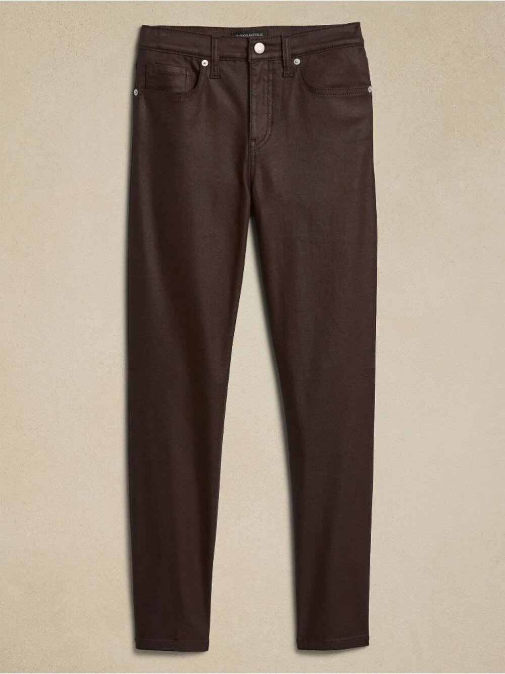 Kut from Kloth Fab Ab Toothpick Skinny Brown Coated High rise jeans Women 12